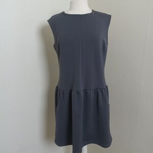 Cynthia Rowley Size 14 Sleeveless Back Zip Pop Over Drop Waist Gray Dress